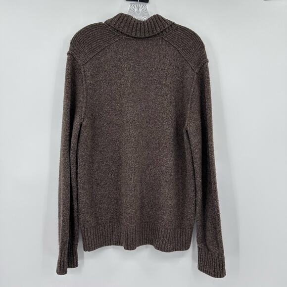 Banana Republic Elevated Shawl Sweater Brown Lambs Wool Cozy Warm Mens Size Med - Picture 9 of 11
